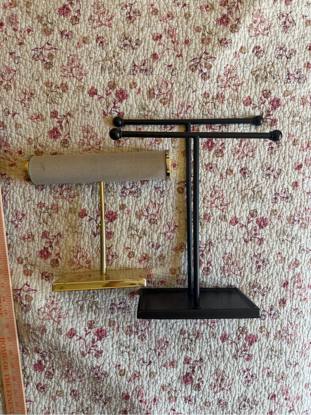 Target Jewelry Organizers - Black Metal T-Bar & Gold T-Bar with Gray Padded Roll
